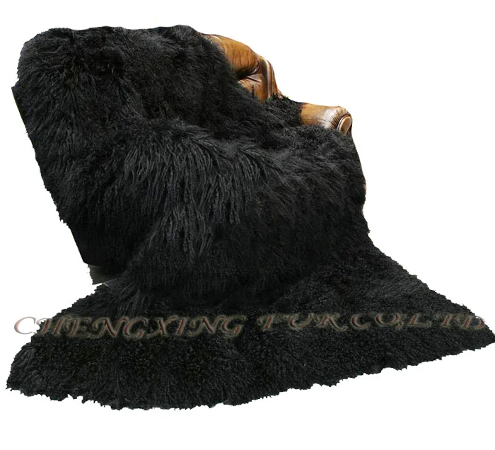 値段 CX-D-23A長い髪ヨーロッパデザイン本物のモンゴルの子羊毛皮毛布投げるエリア敷物カスタマイズされたサイズ