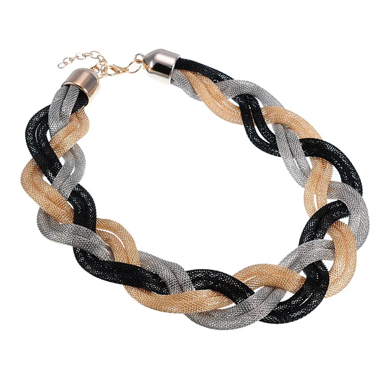 Винтажная женская новая стильная бижутерия Золотая и серебряная C чистая вязаная