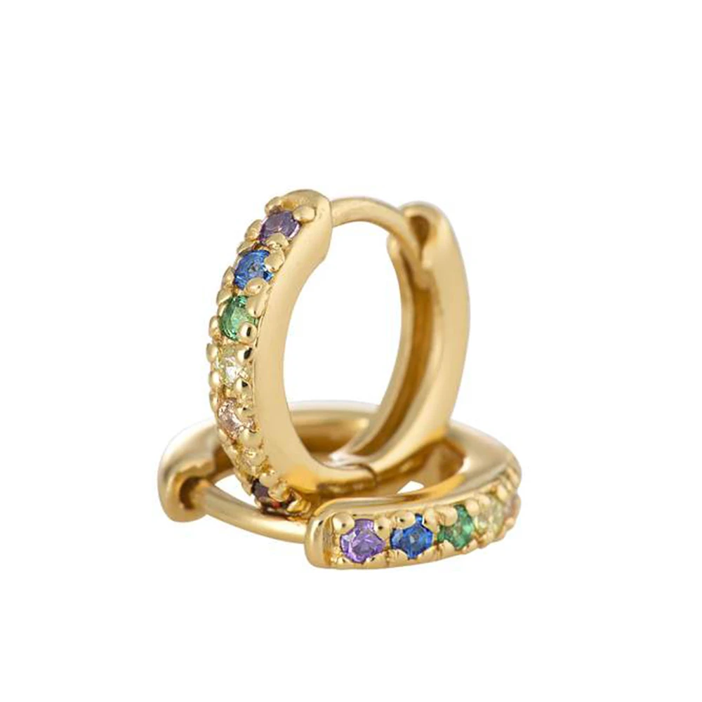 

Slovecabin 2019 European Casual 925 Sterling Silver Huggie Hoop Earrings with Crystal CZ Pave Earring Cuff Simple Women