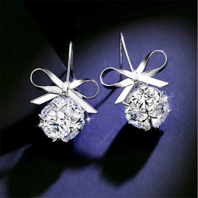 2018 корейские серьги с бантом кубическими цирконами женские длинные висячие