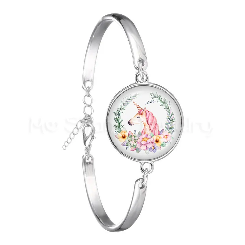 Единорог Kawaii лошадей 18 мм стеклянный браслет из кабошона Jewely подарок для детей