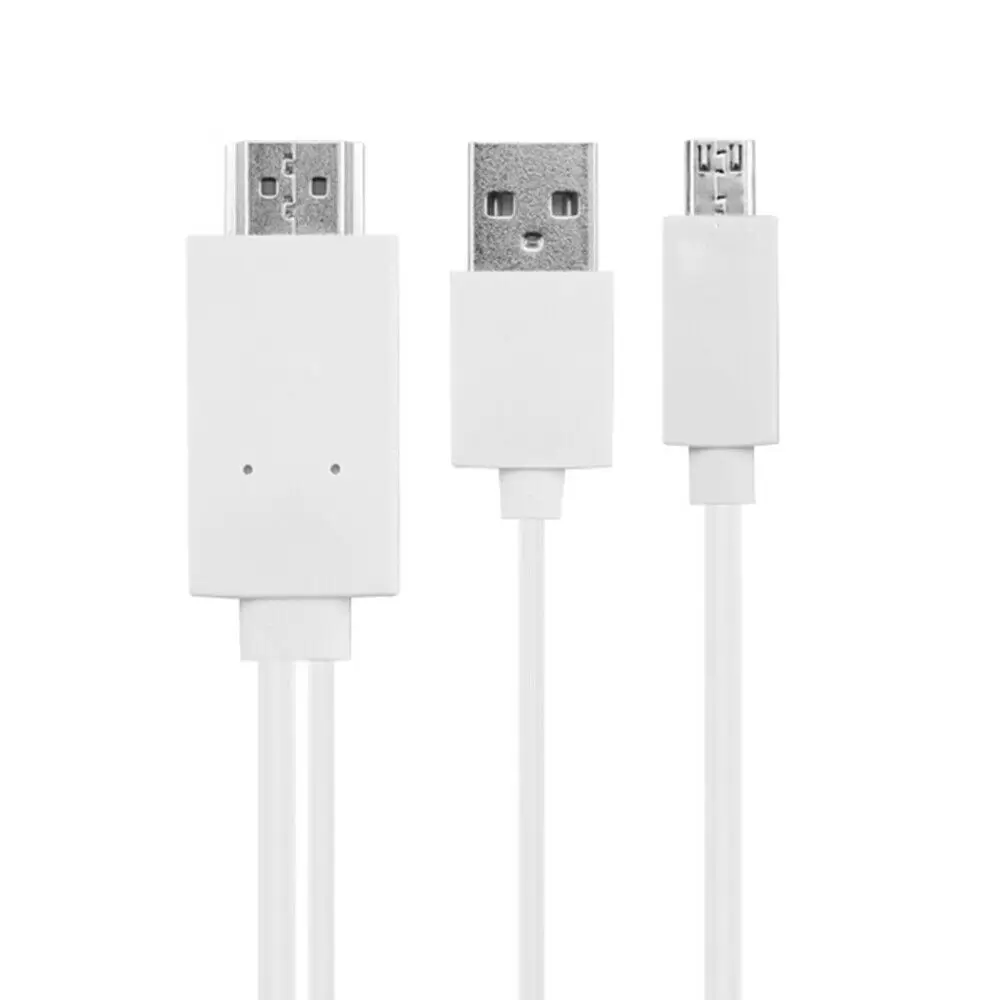 Белый Универсальный MHL Micro USB к HDMI 1080P HD tv samsung телефонный кабель адаптер для мобильного телефона ТВ проектор ПК - Цвет: Белый