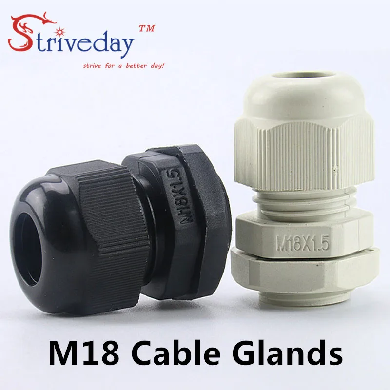 100pcs/lot creamy-white Black M18 Nylon plastic cable gland Wiring Accessories connector IP68 waterproof Gland | Обустройство дома