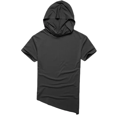 black Мужская Новая Летняя Повседневная хлопковая футболка с капюшоном, тонкая метросексуальная Мужская футболка в стиле хип-хоп, европейский стиль, серая шляпа, футболка T366 - Цвет: black