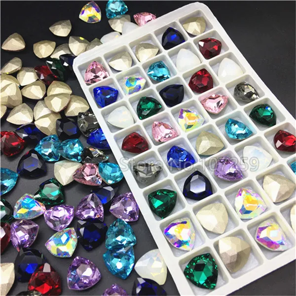 MIX Colors TopStone 12 мм K9 стекло кристалл жир треугольной формы Pointback Стразы diy/аксессуары для одежды - Цвет: MIX Colors