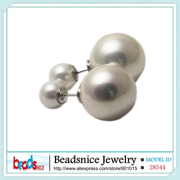 Beadsnice ID28544 hot sale real 925 silver double faced pearl earrings for women new style shell beads stud wholesale | Украшения и