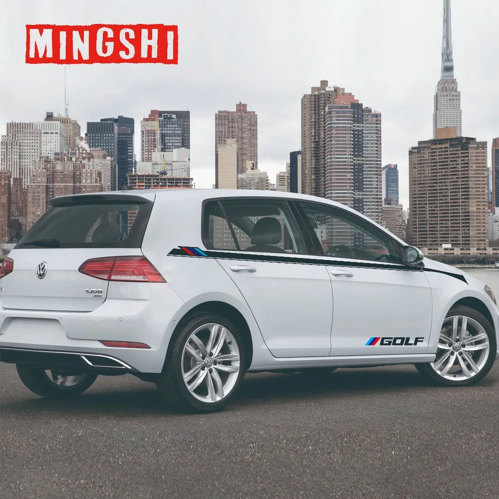 

Hot Sales 1 Pair Car Waist Line Vinyl Sticker Car Wraps Accessories Decals For Volkswagen Golf