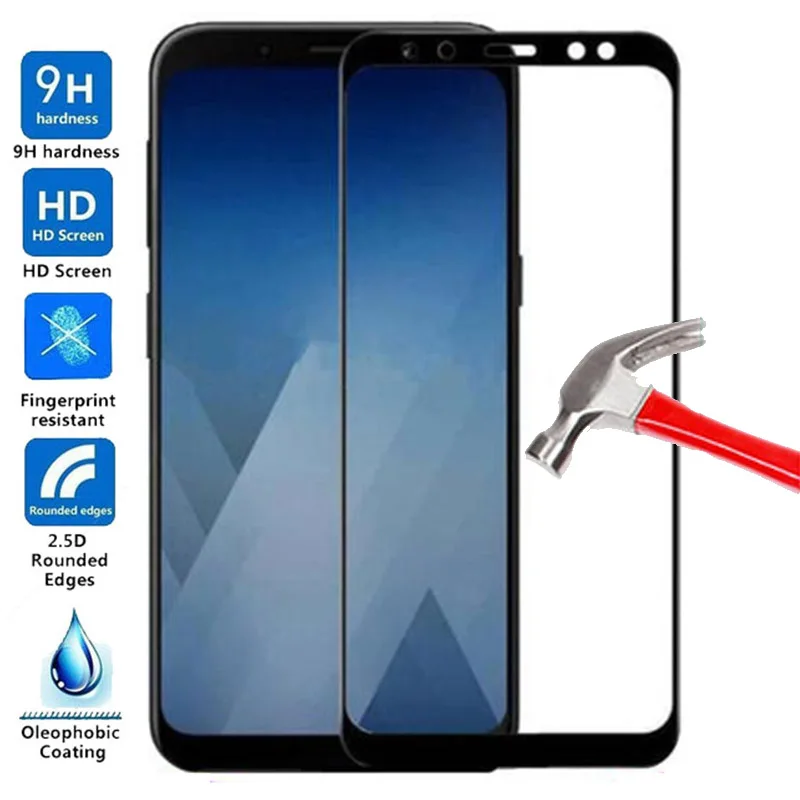Для Samsung Galaxy A8 2018 закаленное стекло для Защитная пленка экрана полное