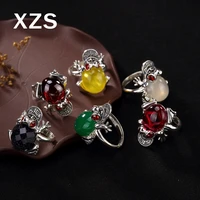 100 genuine s925 sterling silver chinese style hand made gem vintage rings women luxury valentines day gift jewelry jzcn 18004