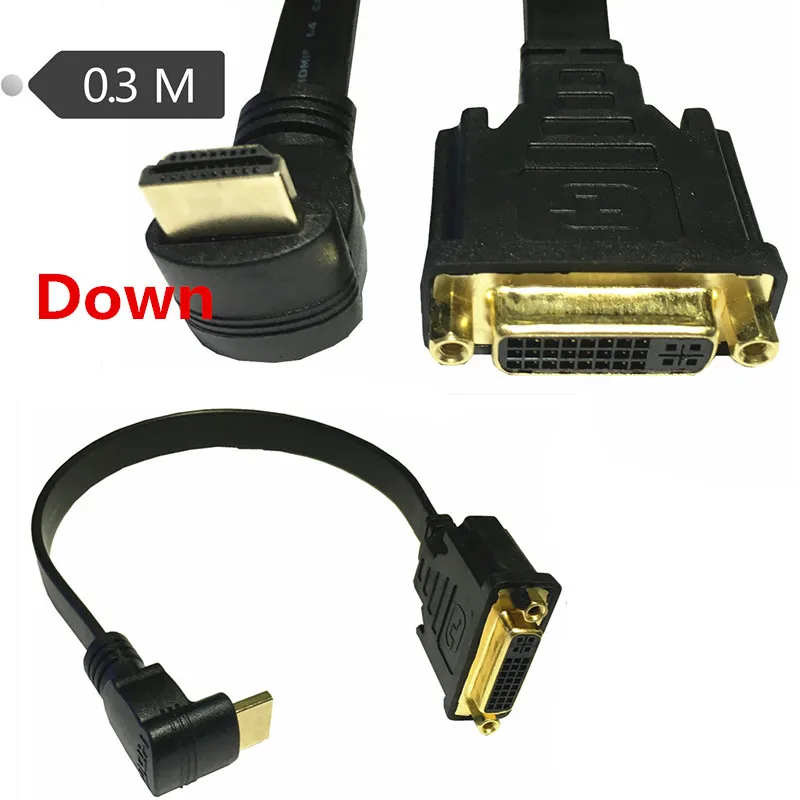 Кабель HDMI штекер гнездо DVI Женский фотокабель 24 + 5 видео плоский вверх и вниз