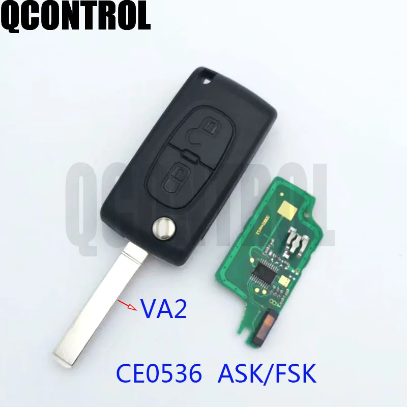 QCONTROL Автомобильный Дистанционный ключ 433 МГц подходит для PEUGEOT 207 208 307 308 408 Partner ID46(CE0536 ASK/FSK, 2 кнопки VA2