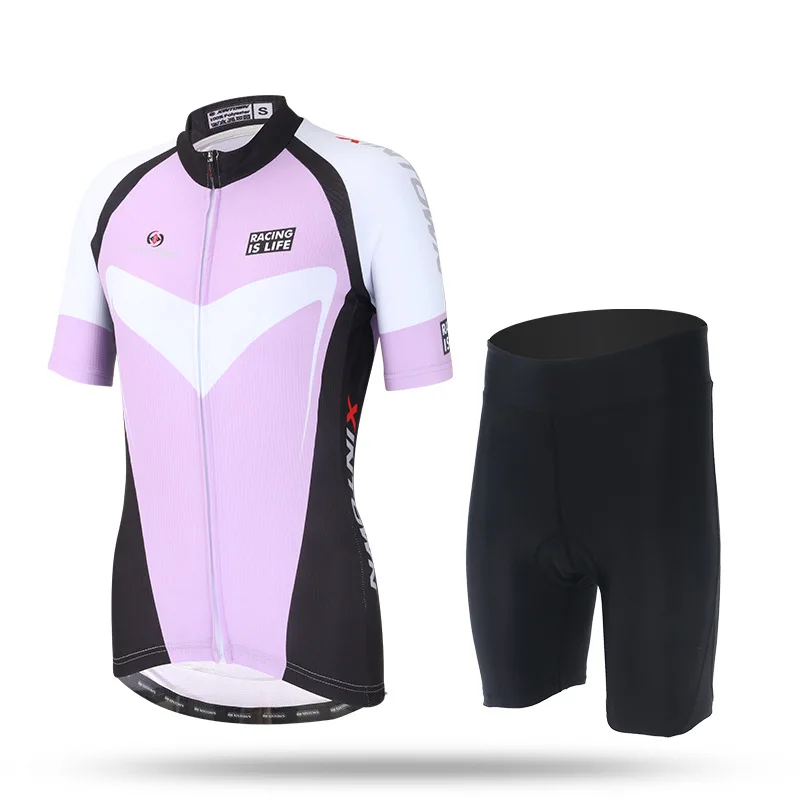 

Womens Cycle Jersey Top Bike Shorts Coolmax Set Female Bike Clothes Kit Purple
