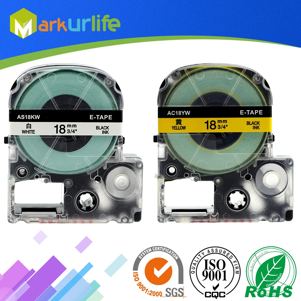 2 шт./Лот Кассетная лента для EPSON LW-300 LW-400 LW-600P LW-700 принтер 18 мм x 8 м черный на