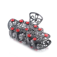 1pc fashion red big hairpin claw crystal butterfly clip metal rhinestone crab clip hair accessories female wedding jewelry gift
