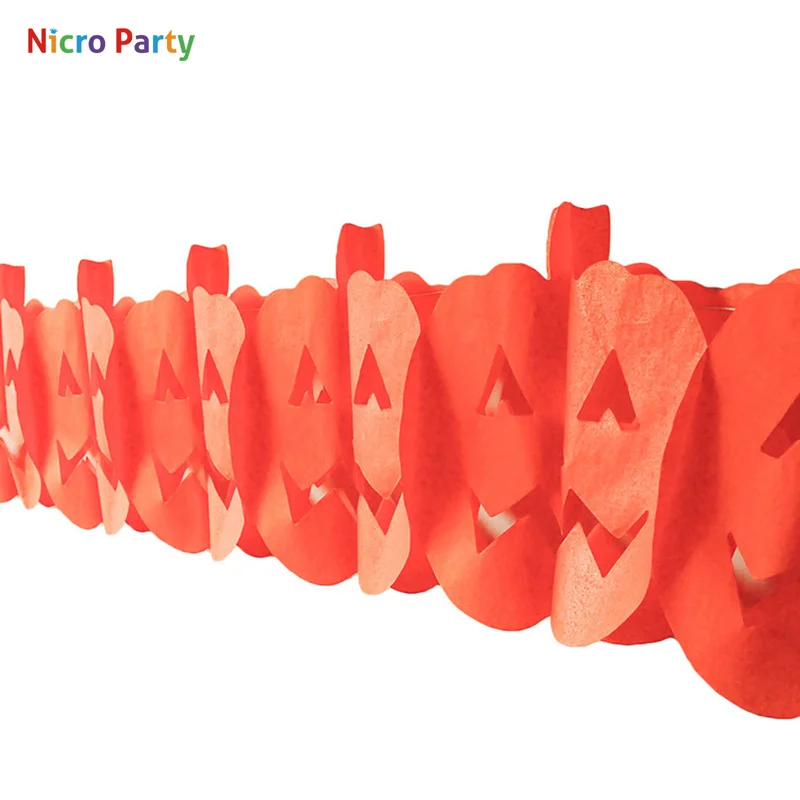 Nicro 2020 украшения для Хеллоуина тыква оранжевая бумага гирлянда дома вечерние