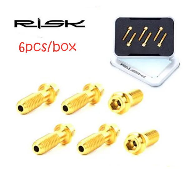 gold M5x18mm Риска 6 шт. Титан болт M5* 18 мм для горного велосипеда дорожный вынос руля велосипеда велосипедные болты фиксирующие болты велосипеда Запчасти - Цвет: gold M5x18mm