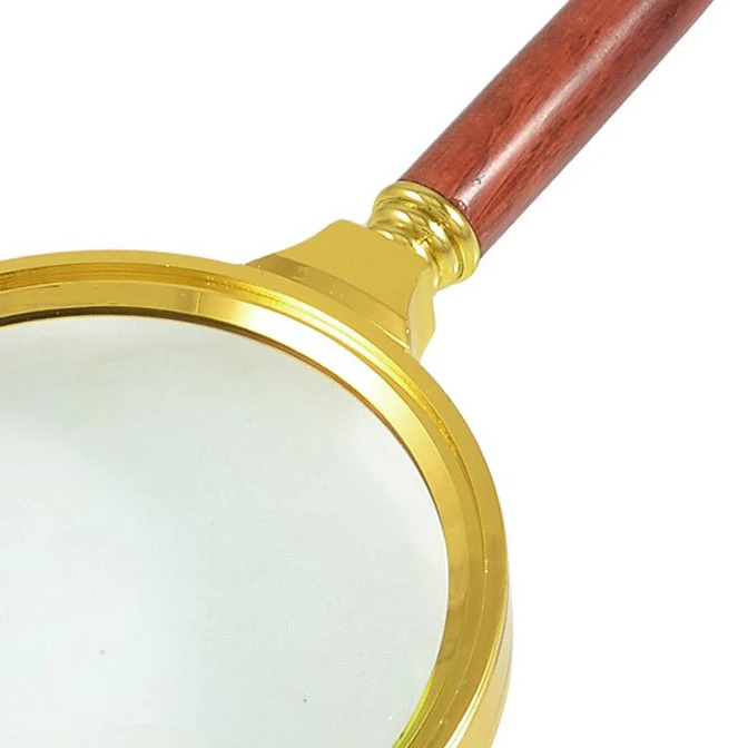

90mm Dia Gold Tone Metal Frame 10X Magnifying Glass Magnifier