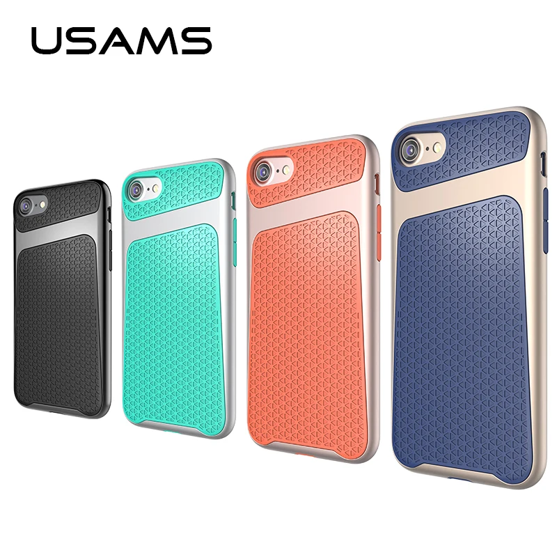 USAMS Anti-knock PC & TPU Case For iPhone 7 / Plus Anti Skid Grid texture Cover for iphone iPhone7 | Мобильные телефоны и