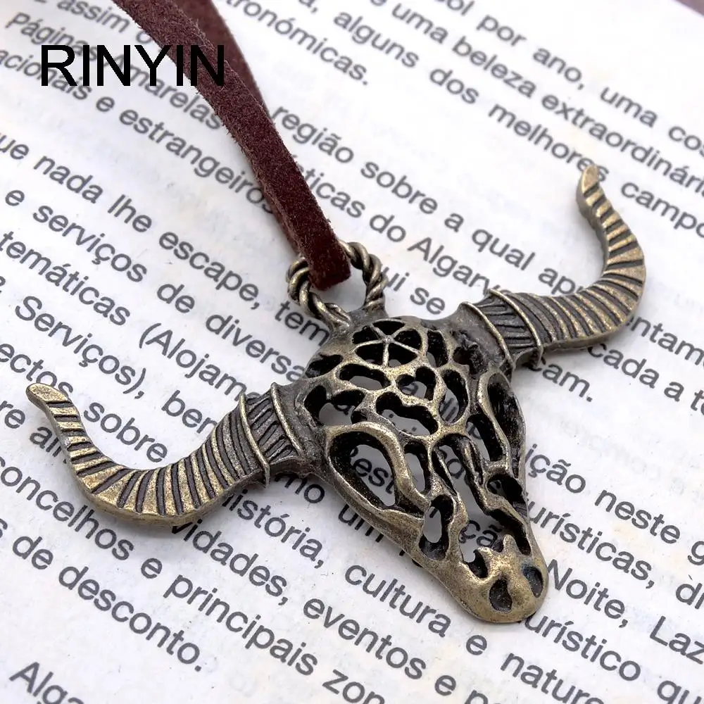 Длинное кожаное ожерелье Ретро ювелирные изделия винтажное в стиле хип-хоп рок