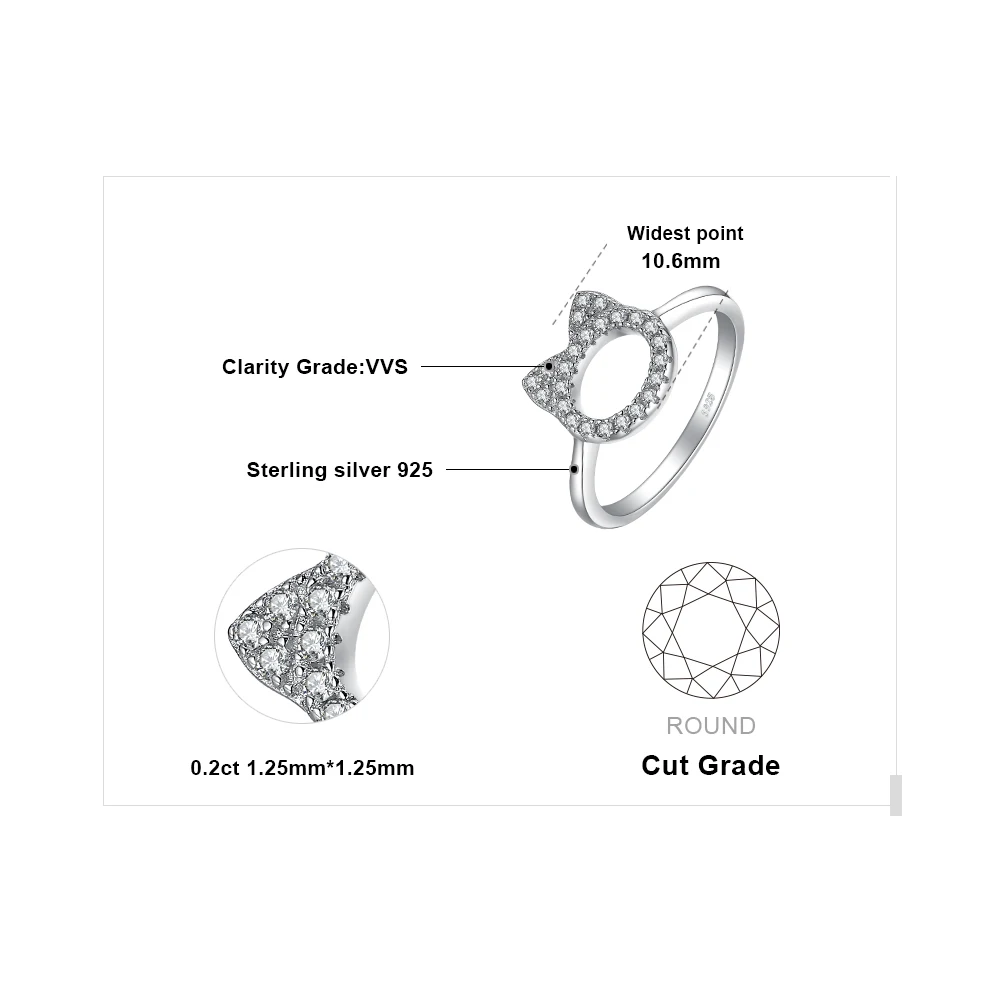 JewelryPalace кота любимчика любовь 0.2ct кубического циркония кольцо стерлингового