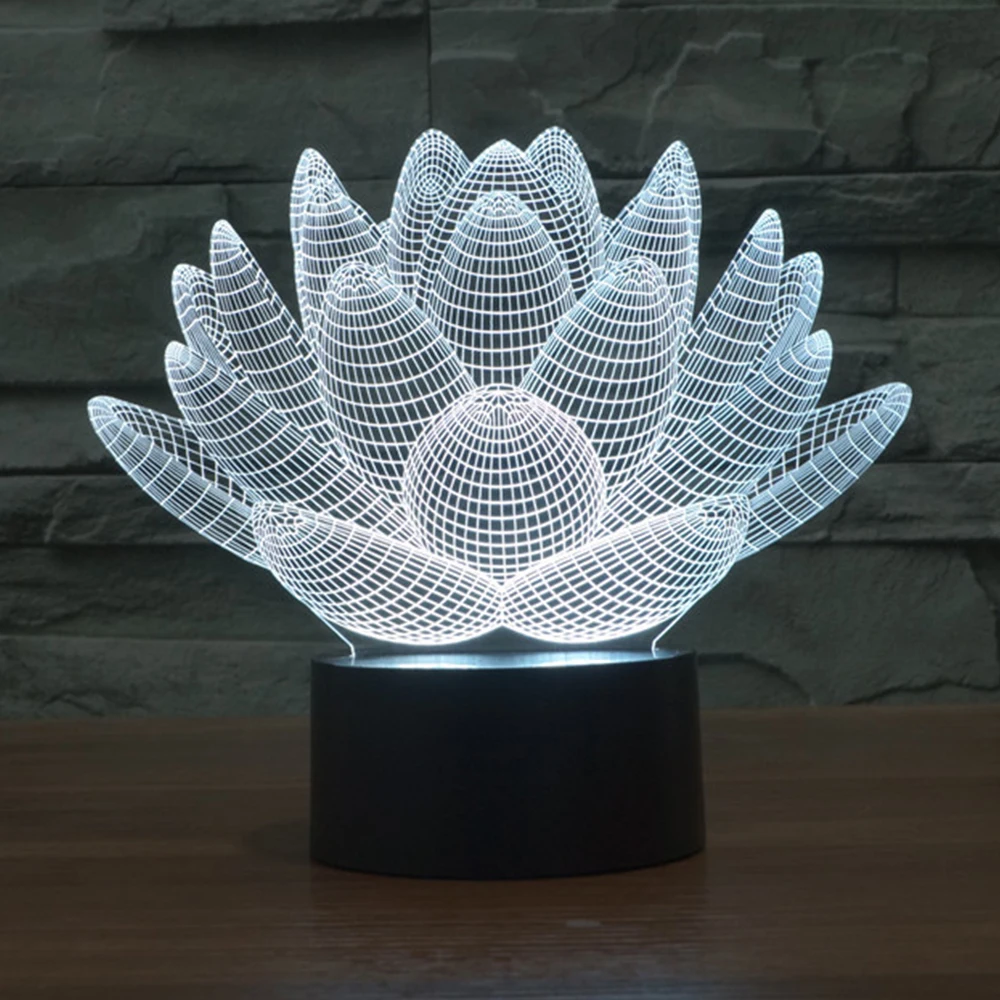 Lotus Flower 3D LED Ночник Новинка Bulbing USB сенсорный выключатель настольная лампа Luminaria de