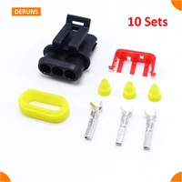 3 pin 10 kits female waterproof electrical wire connector plug amp 282087 1
