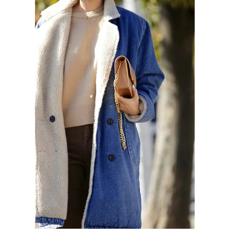 Женское джинсовое пальто зимняя куртка женское бархатное утепленное женская