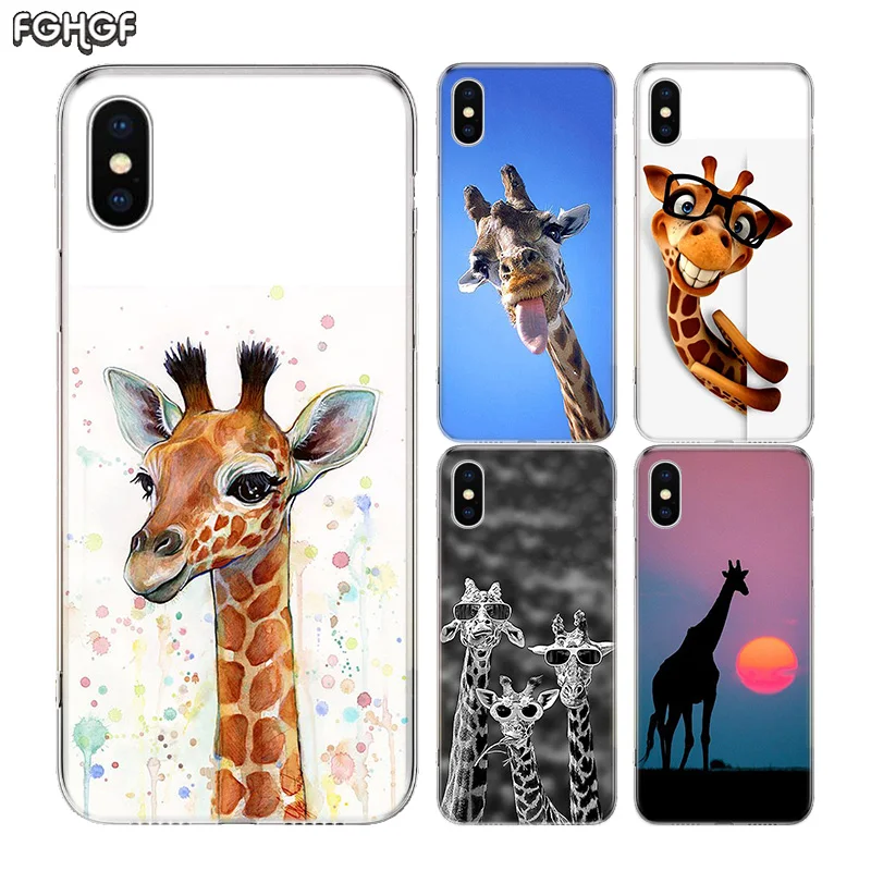 Забавный силиконовый чехол для Apple iPhone 6 6S 7 8 Plus X 10 XS MAX XR 5 5S SE с рисунком жирафа |