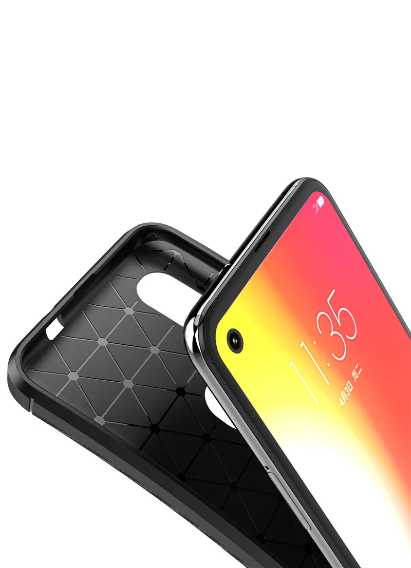 Текстурированный чехол из углеродного волокна для Motorola One Vision Zoom Macro E Мягкий