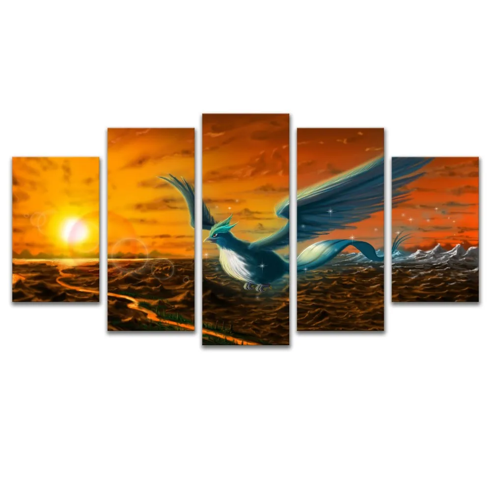 5 панелей Холст Картина маслом настенное искусство мультфильм карманные монстры