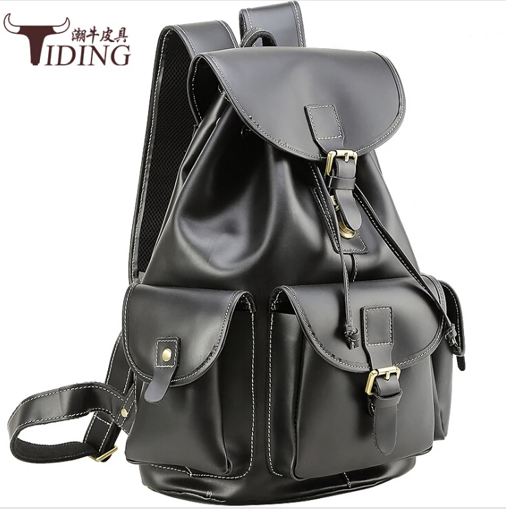 Многофункциональный мужской рюкзак из натуральной кожи 2017 дорожная сумка черный