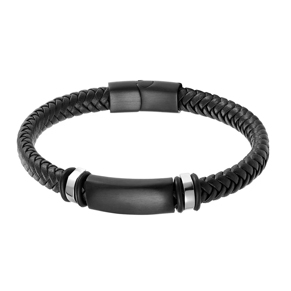 Модный черный/коричневый/синий браслет из натуральной кожи с магнитной