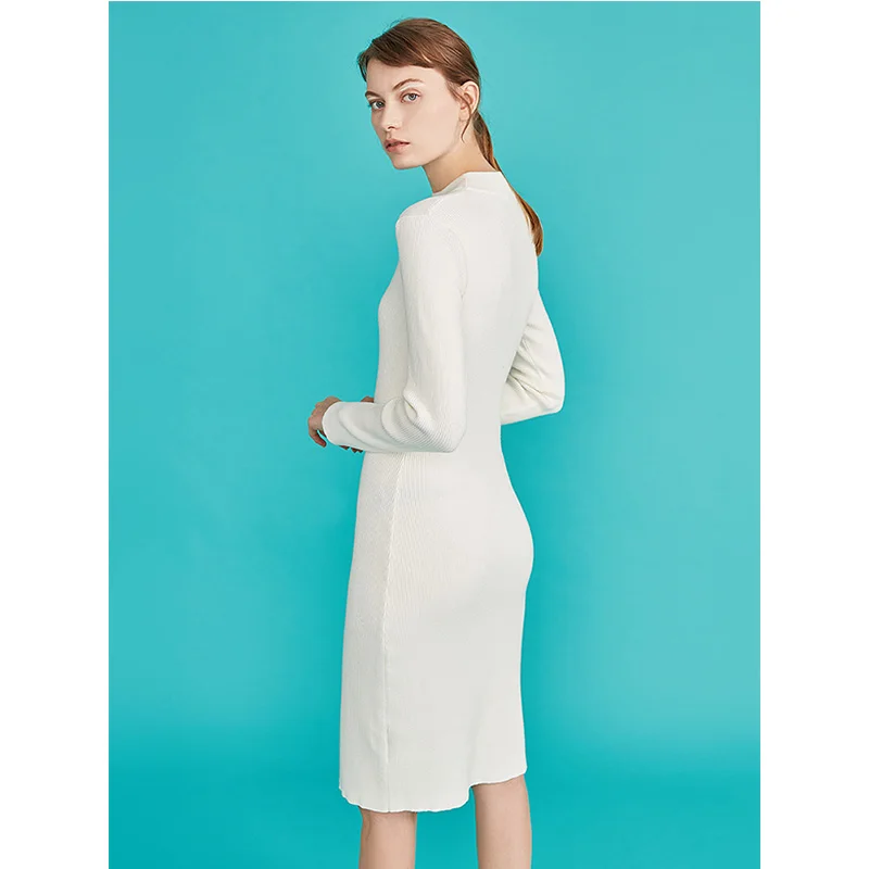 Toyouth Новая осень Для женщин Knitded платья Base эластичные тонкие длинное платье