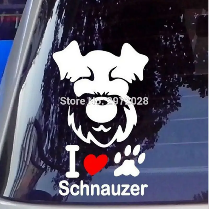 Новейшая модель С надписью I Love Шнауцер светоотражающий материал Авто Наклейка с