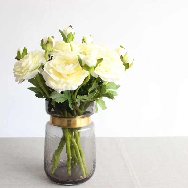 6 шт. 2 головы Ранункулюс стебель чайная роза из искусственного шелка Цветы