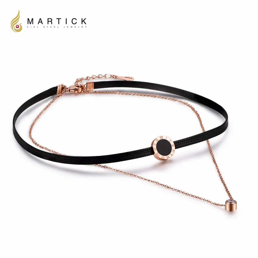 Martick Harajuku Стильное ожерелье-цепочка с подвеской двойными звеньями кубические