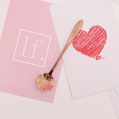 XING KILO креативная вишневая роза любовь из нержавеющей стали простая длинная ручка десертная ложка молочный чай ложка для размешивания кофе - Цвет: 7-KL7