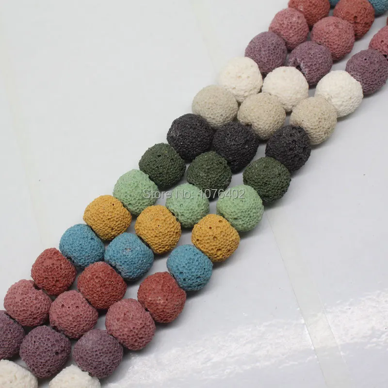 

Mini. order is $7!12mm Multicolor Volcanic Lava Stone Round Loose Beads 15"