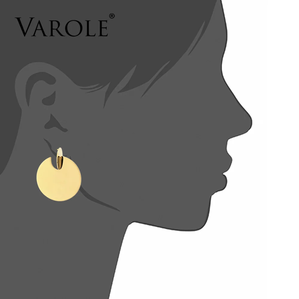 VAROLE, большие круглые Висячие серьги, блестящие золотые Висячие серьги для женщин, модные ювелирные изделия, Feminino Longos Brincos Grande