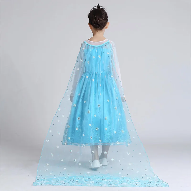 Girls Elsa Dress Kids Halloween Princess Costume Snow Queen Children Elza Wig Carnival Party Cosplay Clothing | Детская одежда и