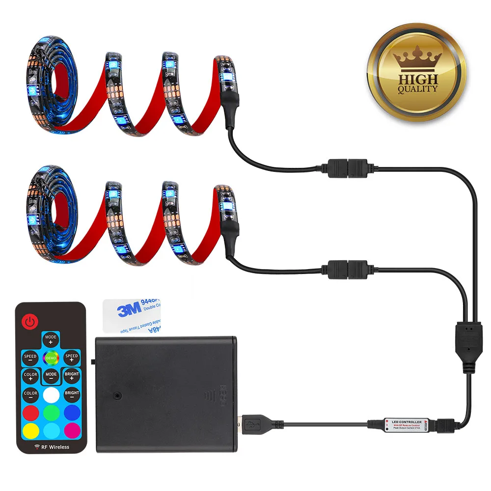 Coolo DC 5 в USB Светодиодная лента 5050 водонепроницаемый RGB светодиодный светильник 1 м 2 м RF 17Key пульт дистанционного управления для телевизора, скейтборда, велосипеда, светящейся обуви - Испускаемый цвет: 2 x 50CM