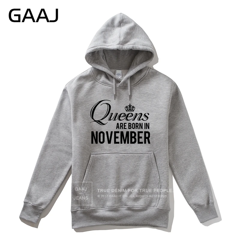 GAAJ "Queens are born in November" мужская толстовка с капюшоном, Женская толстовка на молнии, Мужская Высококачественная флисовая толстовка с принтом в стиле хип-хоп