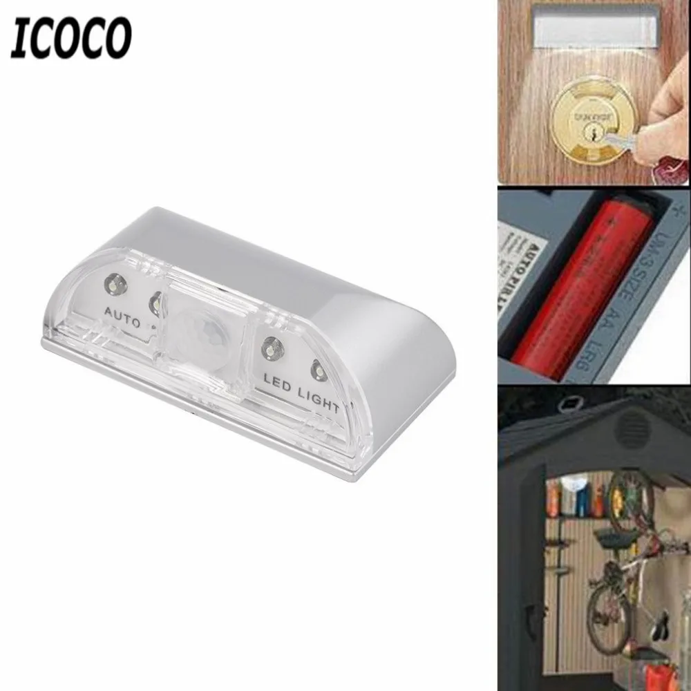 ICOCO 1 шт., 4 светодиодный ИК-датчик, светильник, автоматический ПИР, инфракрасный, для домашней двери, беспроводной, Замочная скважина, обнаружение движения, обнаружение безопасности, вспышка, светильник, горячая распродажа