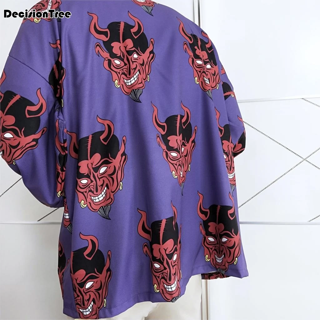 Японский ukiyo печатных кимоно кардиган куртки мужские harajuku рыбы цветочный принт Повседневная Уличная одежда пальто Верхняя одежда