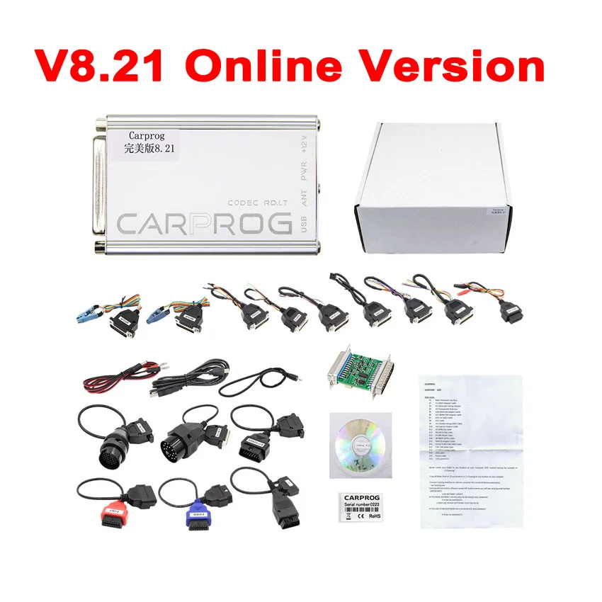 Carprog V8.21 V10.93 ECU чип тюнинговый Инструмент Полный 21 адаптер автомобильный прог программатор ЭБУ тестер для подушки безопасности/радио/IMMO/OBD2 ремонтный инструмент - Цвет: V8.21 Online Version