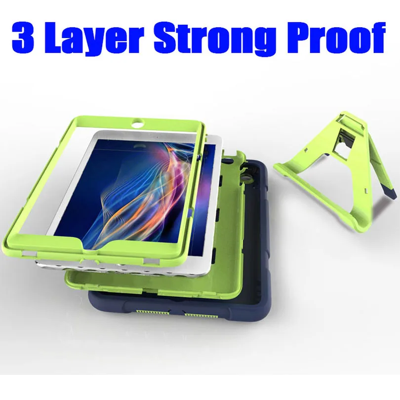 Чехол для iPad Mini 3/2/1 Силикон + PC жесткий треугольный чехол с подставкой и защитой от