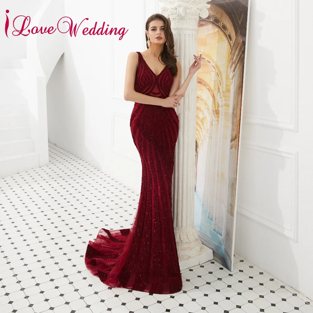 Очаровательные свадебные длинные элегантные платья ilovebridal с V образным вырезом и