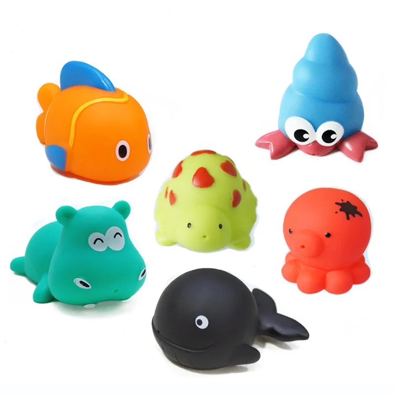 6 шт. детская игрушка для ванной Морские животные сжимаемая классическое