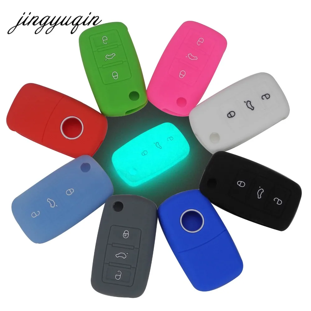 Jingyuqin 100 шт. силиконовый чехол для ключа VW Seat Polo Passat B5 Golf 4 5 6 Jetta Mk6 Tiguan Plus Eos Scirocco Beetles