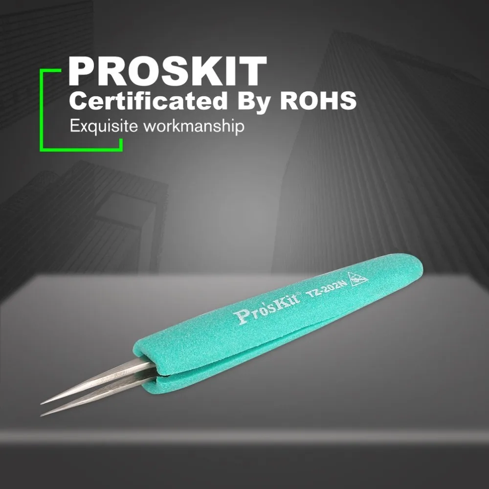 Proskit 3 Typies Нержавеющая сталь изолированный Пинцет немагнитных антистатические